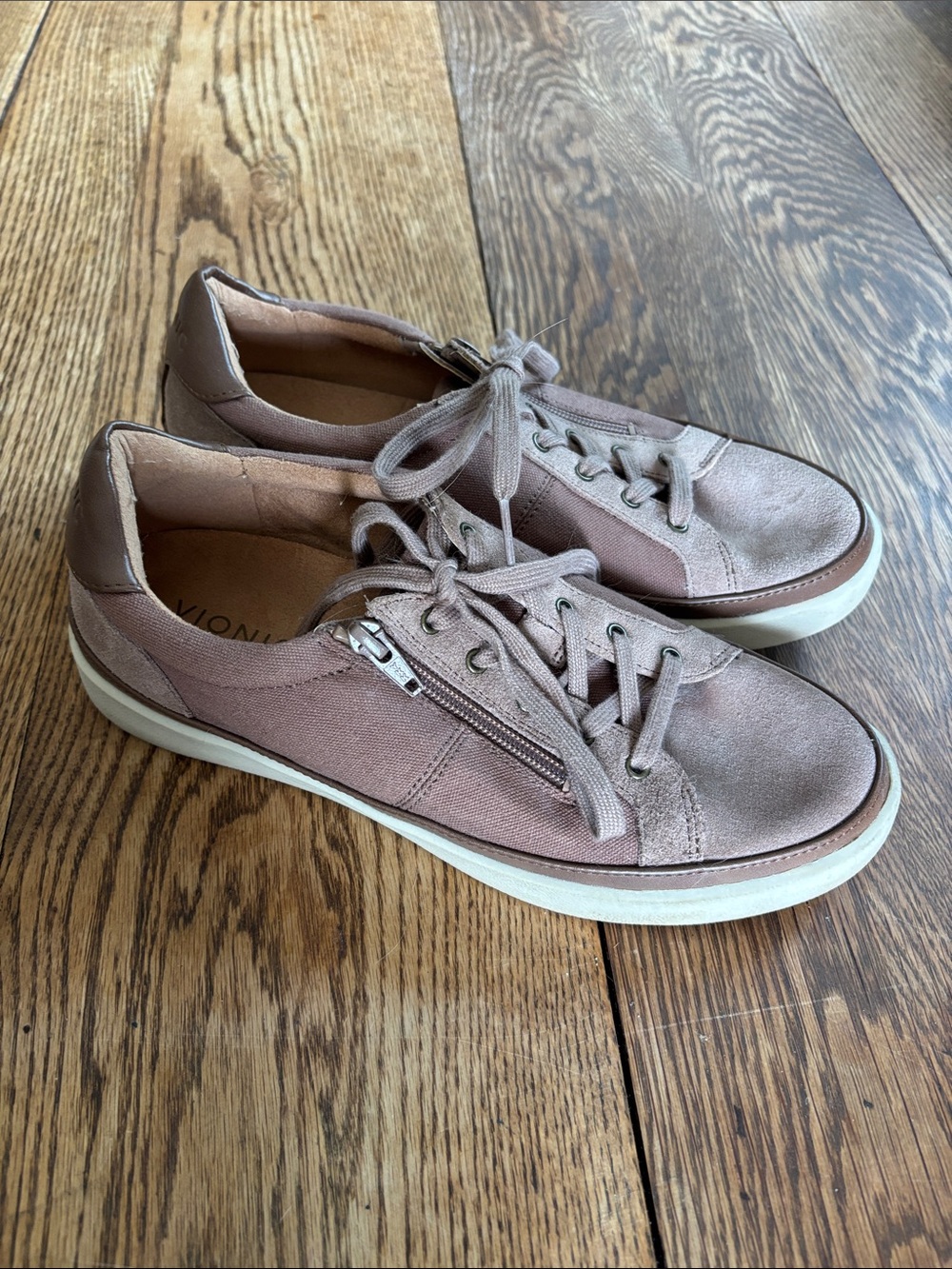 Vionic Mayra Women's Lace-Up Sneakers in Brown - Suede and Canvas